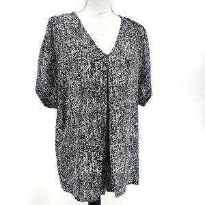 Violet + Claire blouse slit‎ shoulders black and white Size L